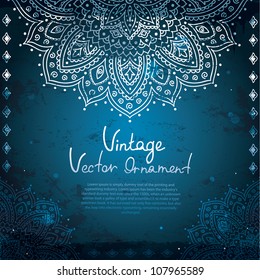 Blue Vintage background with  Indian Ornament