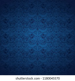 blue vintage background , royal with classic Baroque pattern, Rococo with darkened edges background(card, invitation, banner). Square format