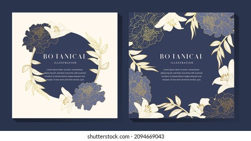 Blue Vintage Botanical Background Design