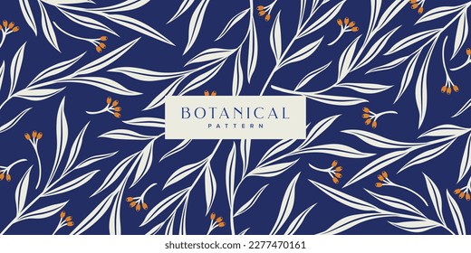 Blue Vintage Botanical Pattern Background
