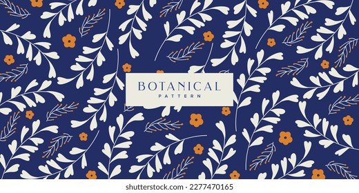 Blue Vintage Botanical Pattern Background