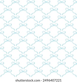 Blue vintage bows seamless pattern, Vector hand drawn ribbons background illustration.
