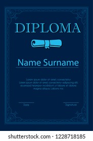 blue vintage diploma