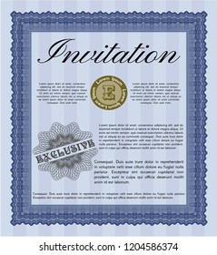 Blue Vintage invitation. Artistry design. Customizable, Easy to edit and change colors. Printer friendly. 