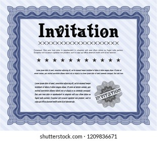 Blue Vintage invitation. With background. Beauty design. Vector illustration. 