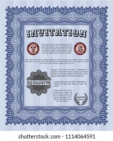  Blue Vintage invitation. Complex background. Detailed. Good design. 