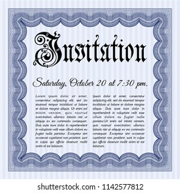 Blue Vintage invitation. Complex background. Detailed. Elegant design. 