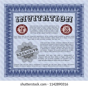 Blue Vintage invitation. Complex background. Sophisticated design. Vector illustration. 