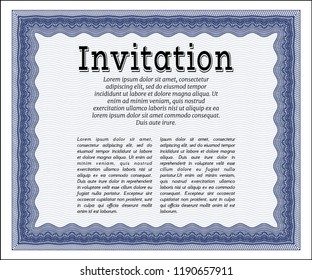 Blue Vintage invitation. Complex background. Good design. Customizable, Easy to edit and change colors. 