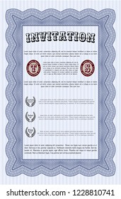 Blue Vintage invitation. Complex background. Elegant design. Detailed. 