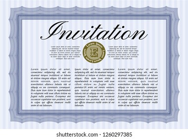 Blue Vintage invitation. Complex background. Sophisticated design. Customizable, Easy to edit and change colors. 