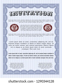 Blue Vintage invitation. Complex background. Elegant design. Customizable, Easy to edit and change colors. 