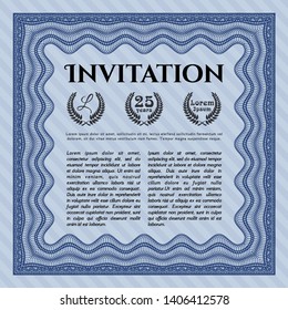 Blue Vintage invitation. Complex background. Retro design. Vector illustration. 