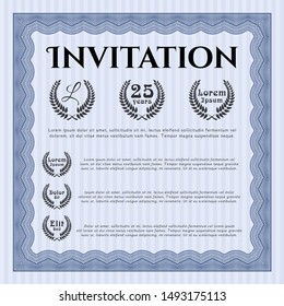 Blue Vintage invitation. Complex background. Detailed. Money design. 