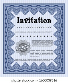 Blue Vintage invitation. With complex background. Vector illustration. Good design. 