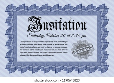 Blue Vintage invitation. Cordial design. With quality background. Vector illustration. 