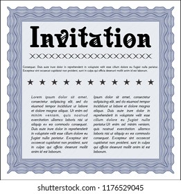 Blue Vintage invitation. Customizable, Easy to edit and change colors. Complex background. Nice design. 