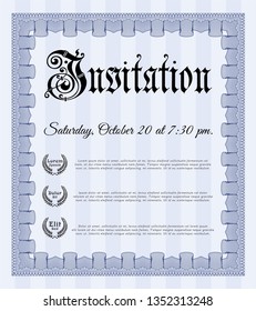 Blue Vintage invitation. Customizable, Easy to edit and change colors. With quality background. Money style design. 