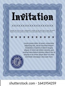Blue Vintage invitation. Customizable, Easy to edit and change colors. With complex background. Modern design. 