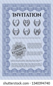 Blue Vintage invitation. Detailed. Complex background. Perfect design. 