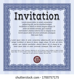 Blue Vintage invitation. Detailed. Complex background. Beauty design. 