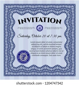 Blue Vintage invitation. Detailed. With quality background. Beauty design. 