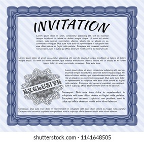 Blue Vintage invitation. Elegant design. Detailed. Complex background. 