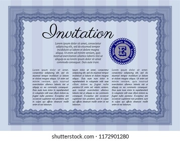 Blue Vintage invitation. Good design. With quality background. Customizable, Easy to edit and change colors. 