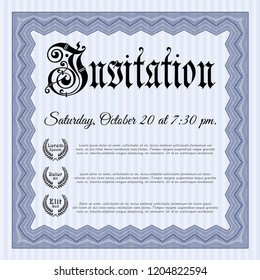 Blue Vintage invitation. Good design. Customizable, Easy to edit and change colors. Easy to print. 