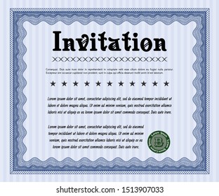Blue Vintage invitation. Good design. Vector illustration. Easy to print. 