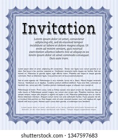 Blue Vintage invitation. Modern design. With complex background. Vector illustration. 