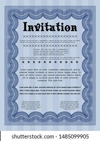 Blue Vintage invitation. Money Pattern. With background. Vector illustration. 