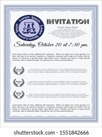 Blue Vintage invitation. Money Pattern design. With complex background. Vector illustration. 