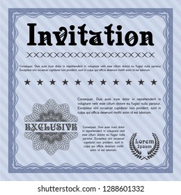 Blue Vintage invitation. Perfect design. Detailed. Printer friendly. 