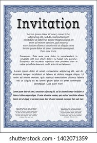 Blue Vintage invitation. Printer friendly. Vector illustration. Money design. 