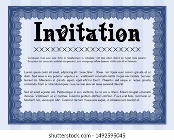 Blue Vintage invitation. With quality background. Vector illustration. Money Pattern. 