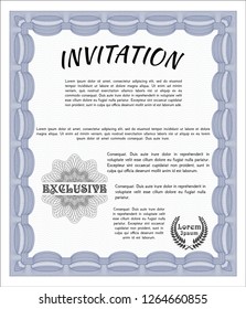 Blue Vintage invitation. Retro design. With quality background. Customizable, Easy to edit and change colors. 