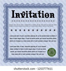 Blue Vintage invitation template. Artistry design. Customizable, Easy to edit and change colors. With complex background. 