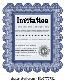 Blue Vintage invitation template. Complex background. Money style design. Detailed. 