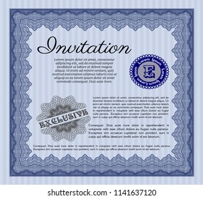  Blue Vintage invitation template. Complex background. Vector illustration. Modern design. 