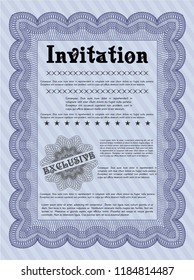 Blue Vintage invitation template. Complex background. Vector illustration. Nice design. 