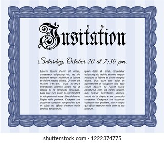 Blue Vintage invitation template. Complex background. Good design. Vector illustration. 