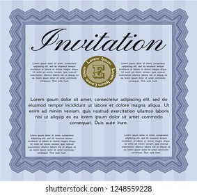 Blue Vintage invitation template. Complex background. Money design. Detailed. 