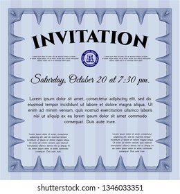 Blue Vintage invitation template. With complex background. Money design. Customizable, Easy to edit and change colors. 