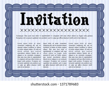 Blue Vintage invitation template. With complex background. Perfect design. Customizable, Easy to edit and change colors. 