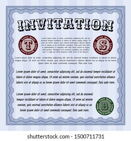 Blue Vintage invitation template. Complex background. Detailed. Beauty design. 