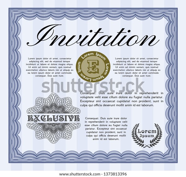 Blue Vintage Invitation Template Complex Background Stock Vector