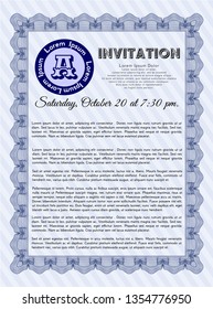 Blue Vintage invitation template. Cordial design. Customizable, Easy to edit and change colors. Easy to print. 
