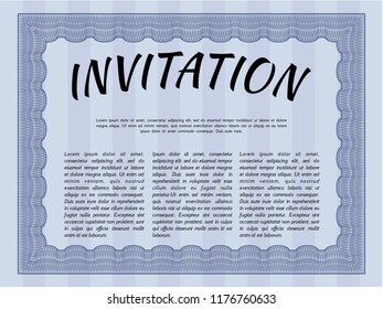 Blue Vintage invitation template. Customizable, Easy to edit and change colors. Easy to print. Modern design. 