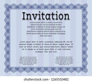 Blue Vintage invitation template. Customizable, Easy to edit and change colors. With quality background. Sophisticated design. 
